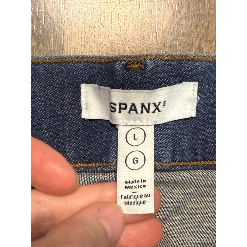 Spanx Wide Leg Jeans Womens Size L Blue Denim High Rise Pull On Excellent - Picture 5 of 13
